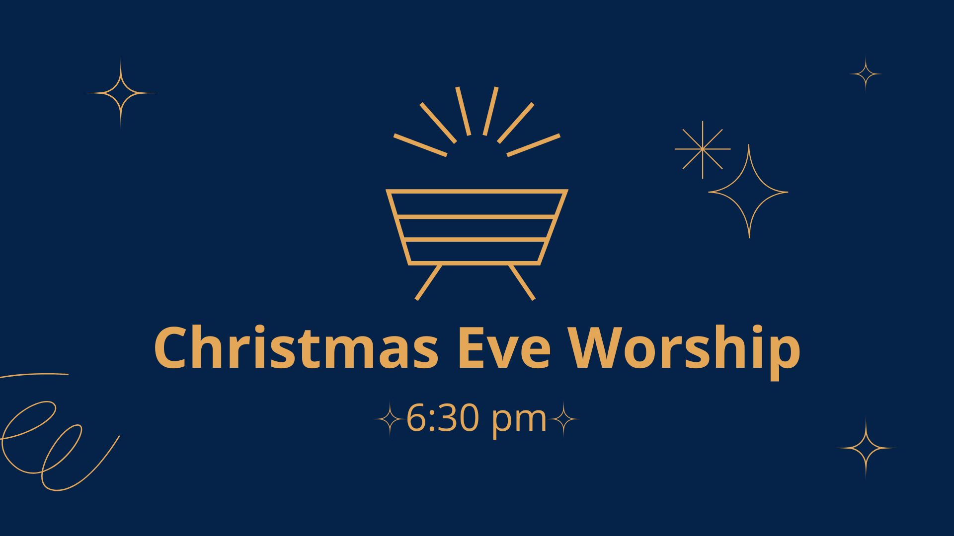 Image of candles with text: Christmas Eve Worship, 6:30 PM
